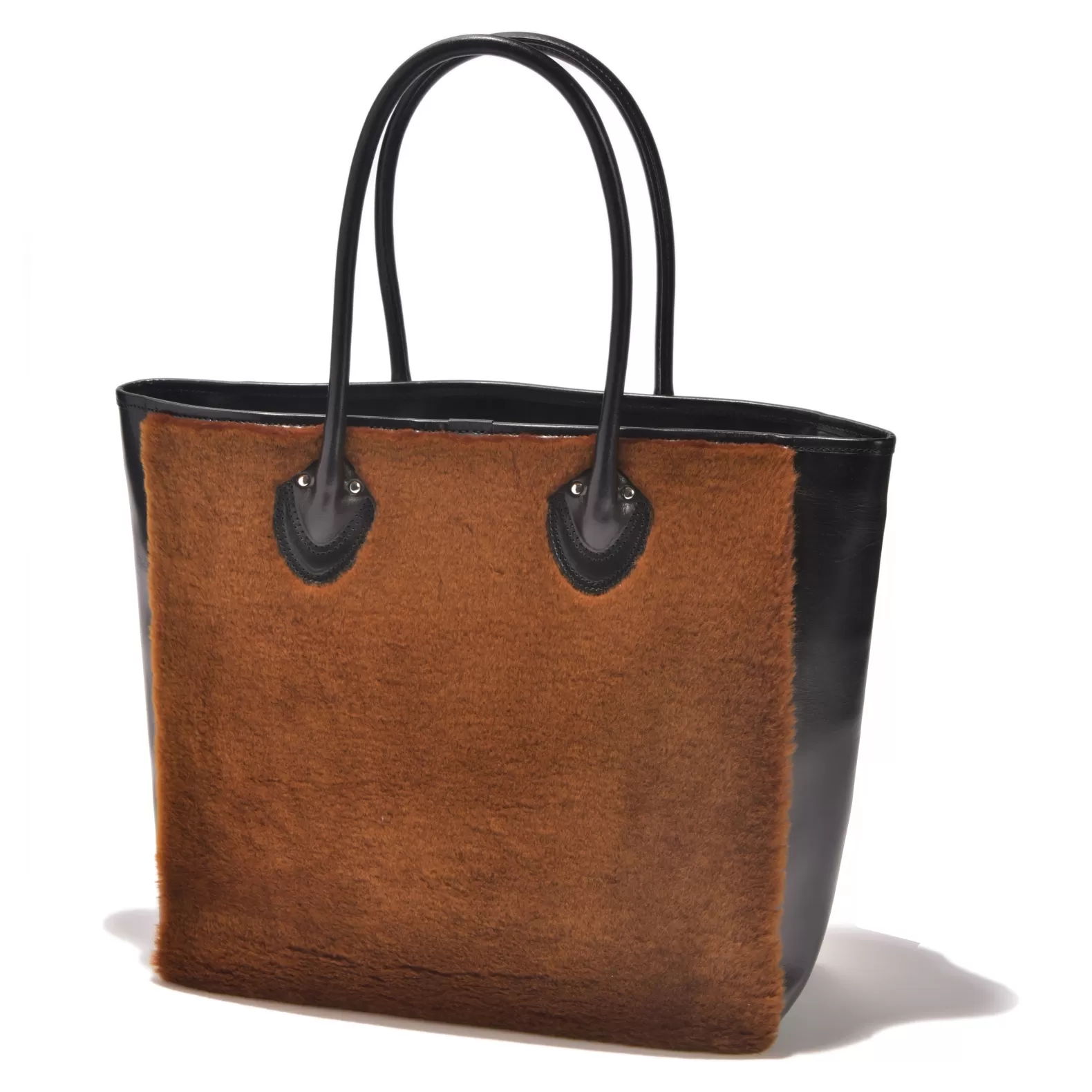 Bags<The Real McCoy's MOUTON LEATHER TOTE BAG / BROWN BLACK/BROWN