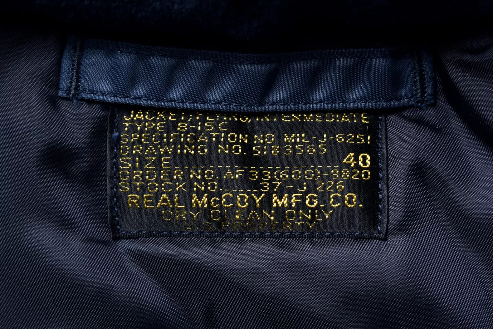 Military<The Real McCoy's TYPE B-15C REAL McCOY MFG. CO. / GREEN RIBBING NAVY