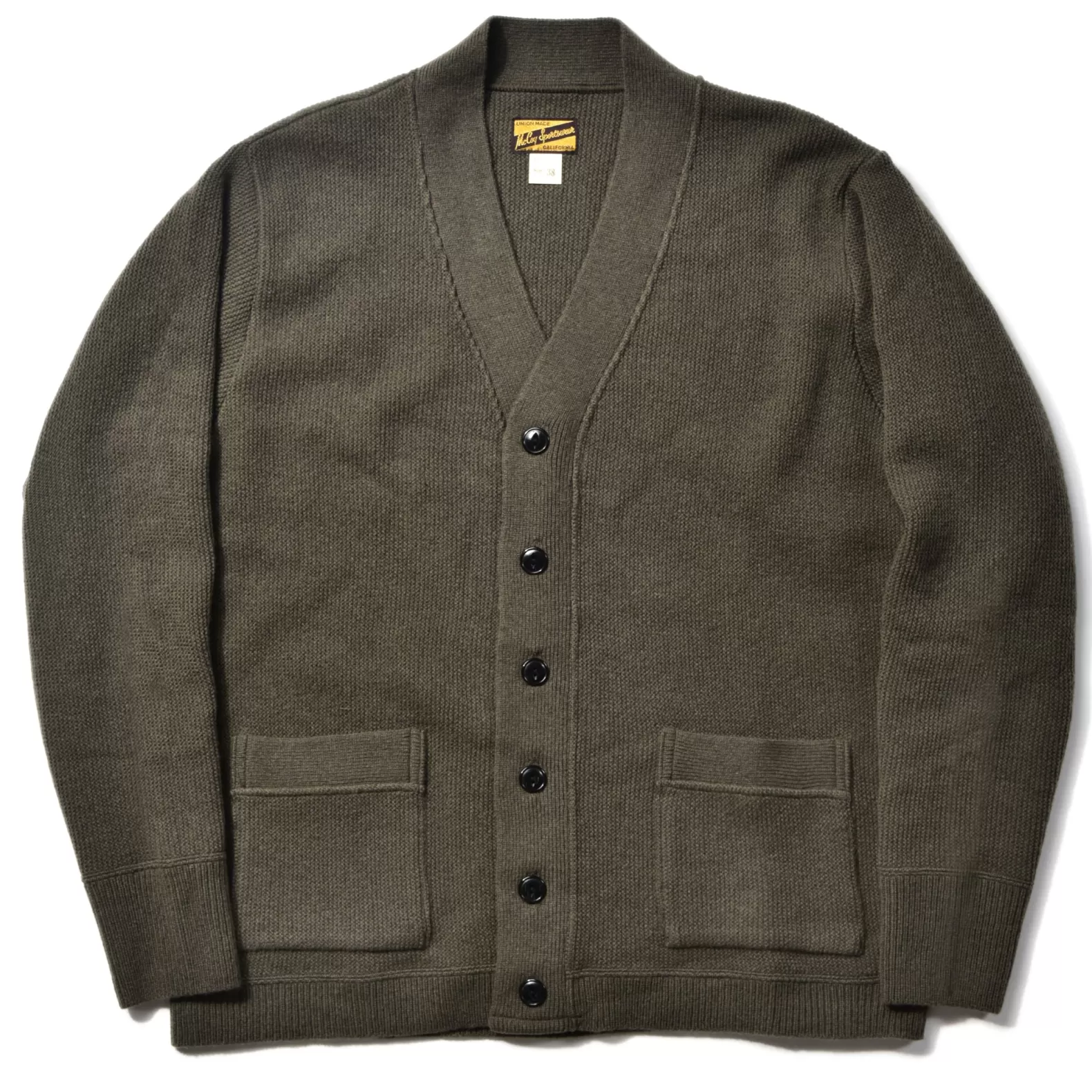 Knitwear<The Real McCoy's WOOL CASHMERE CARDIGAN OLIVE